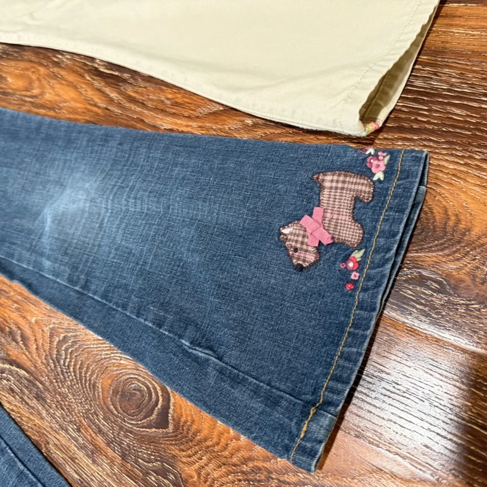 Gymboree Girls Flare Jeans Pants Bundle 3pc Size 6 Scottie Dog Floral Y2K Denim